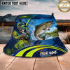 Maxcorners Fishing Skeleton Angler Neon Action Personalized Name 3D Bucket Hat (12 Fish Species)
