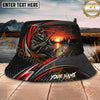 Maxcorners Fishing Skeleton Angler Sunset Strike Personalized Name 3D Bucket Hat (12 Fish Species)