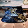 Maxcorners Fishing Blue Smoke Gold Streak Personalized Name 3D Bucket Hat (12 Fish Species)