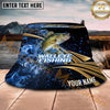 Maxcorners Fishing Blue Smoke Gold Streak Personalized Name 3D Bucket Hat (12 Fish Species)