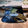 Maxcorners Fishing Blue Smoke Gold Streak Personalized Name 3D Bucket Hat (12 Fish Species)