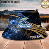 Maxcorners Fishing Blue Smoke Gold Streak Personalized Name 3D Bucket Hat (12 Fish Species)