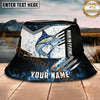 Maxcorners Fishing Blue Flame Splash Graphic Personalized Name 3D Bucket Hat (12 Fish Species)