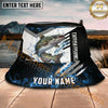 Maxcorners Fishing Blue Flame Splash Graphic Personalized Name 3D Bucket Hat (12 Fish Species)