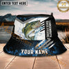 Maxcorners Fishing Blue Flame Splash Graphic Personalized Name 3D Bucket Hat (12 Fish Species)