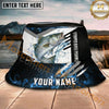 Maxcorners Fishing Blue Flame Splash Graphic Personalized Name 3D Bucket Hat (12 Fish Species)