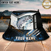 Maxcorners Fishing Blue Flame Splash Graphic Personalized Name 3D Bucket Hat (12 Fish Species)