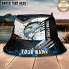 Maxcorners Fishing Blue Flame Splash Graphic Personalized Name 3D Bucket Hat (12 Fish Species)