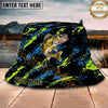 Maxcorners Fishing Neon Graffiti Abstract Splash Personalized Name 3D Bucket Hat (12 Fish Species)