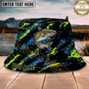 Maxcorners Fishing Neon Graffiti Abstract Splash Personalized Name 3D Bucket Hat (12 Fish Species)