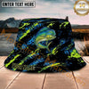 Maxcorners Fishing Neon Graffiti Abstract Splash Personalized Name 3D Bucket Hat (12 Fish Species)