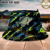 Maxcorners Fishing Neon Graffiti Abstract Splash Personalized Name 3D Bucket Hat (12 Fish Species)