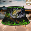 Maxcorners Fishing Green Lightning Flame Storm Personalized Name 3D Bucket Hat (12 Fish Species)