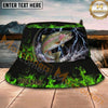 Maxcorners Fishing Green Lightning Flame Storm Personalized Name 3D Bucket Hat (12 Fish Species)