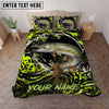 Maxcorners Fishing Neon Green Splash Personalized Name Unisex 3D Bedding Set
