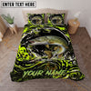 Maxcorners Fishing Neon Green Splash Personalized Name Unisex 3D Bedding Set