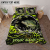 Maxcorners Fishing Neon Green Splash Personalized Name Unisex 3D Bedding Set