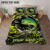 Maxcorners Fishing Neon Green Splash Personalized Name Unisex 3D Bedding Set