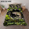 Maxcorners Fishing Neon Green Splash Personalized Name Unisex 3D Bedding Set