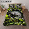 Maxcorners Fishing Neon Green Splash Personalized Name Unisex 3D Bedding Set