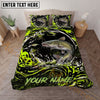 Maxcorners Fishing Neon Green Splash Personalized Name Unisex 3D Bedding Set