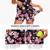 Maxcorners Pickleball Sleeveless Zipper Sports Dress Set Pink Cherry Blossom Pattern