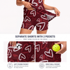 Maxcorners Pickleball Sleeveless Zipper Sports Dress Set Valentine Heart Doodle Pattern
