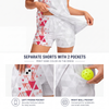 Maxcorners Pickleball Sleeveless Zipper Sports Dress Set Pink Geometric Triangle Pattern