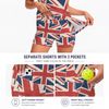 Maxcorners Pickleball Sleeveless Zipper Sports Dress Set Distressed Union Jack Flag Print