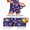 Maxcorners Pickleball Sleeveless Zipper Sports Dress Set Purple Butterfly Floral Night Sky Print
