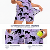 Maxcorners Pickleball Sleeveless Zipper Sports Dress Set Black Cat Music Notes Purple Print