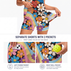 Maxcorners Pickleball Sleeveless Zipper Sports Dress Set Retro Groovy Floral Wave Print