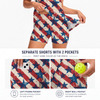 Maxcorners Pickleball Sleeveless Zipper Sports Dress Set Distressed American Stars and Stripes Print