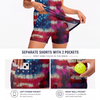 Maxcorners Pickleball Sleeveless Zipper Sports Dress Set Patriotic American Flag Skull Print