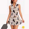 Maxcorners Pickleball Sleeveless Zipper Sports Dress Set Western Cowboy Horse Desert Print