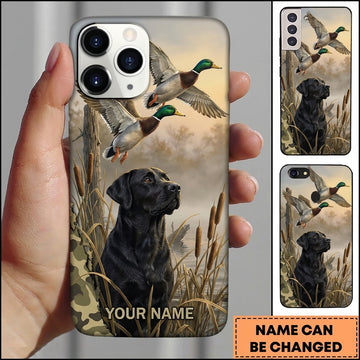 Maxcorners Golden Marshland Duck Flight Duck Hunting Multiple Dog Breeds Personalized Name Phone Case