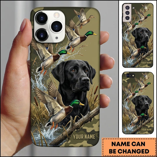 Maxcorners Dynamic Flying Ducks Splash Duck Hunting Multiple Dog Breeds Personalized Name Phone Case
