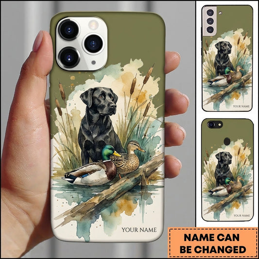 Maxcorners Watercolor Mallard Retriever Duck Hunting Multiple Dog Breeds Personalized Name Phone Case