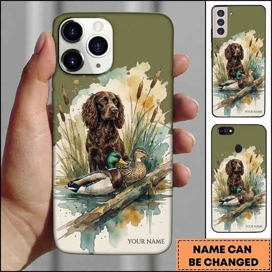 Maxcorners Watercolor Mallard Retriever Duck Hunting Multiple Dog Breeds Personalized Name Phone Case