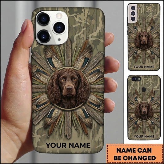 Maxcorners Vintage Feathered Retriever Medallion Duck Hunting Multiple Dog Breeds Personalized Name Phone Case