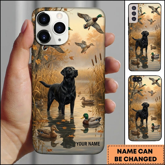 Maxcorners Sunset Duck Hunting Boat Duck Hunting Multiple Dog Breeds Personalized Name Phone Case