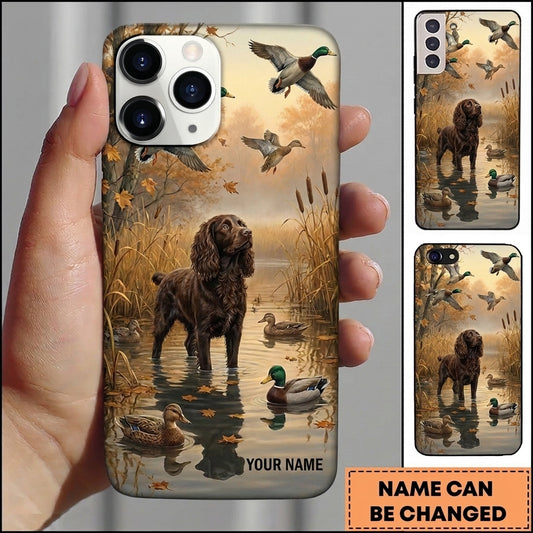 Maxcorners Sunset Duck Hunting Boat Duck Hunting Multiple Dog Breeds Personalized Name Phone Case