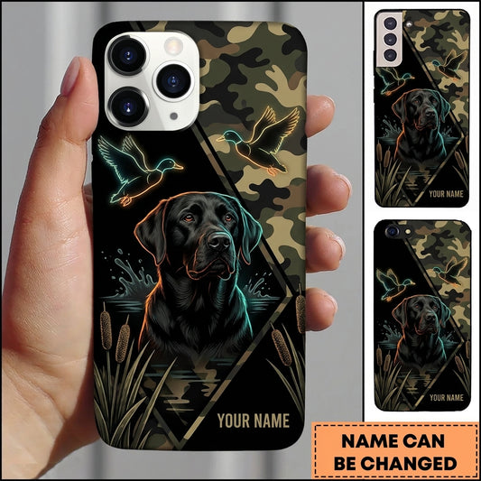 Maxcorners Neon Woodland Hunting Retriever Duck Hunting Multiple Dog Breeds Personalized Name Phone Case