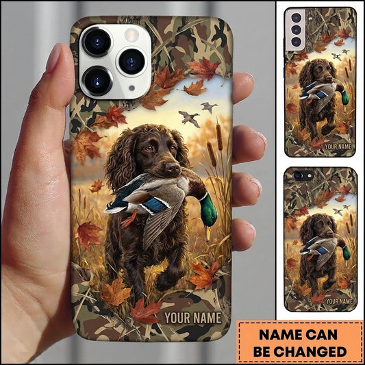 Maxcorners Autumn Leaves Mallard Retriever Duck Hunting Multiple Dog Breeds Personalized Name Phone Case