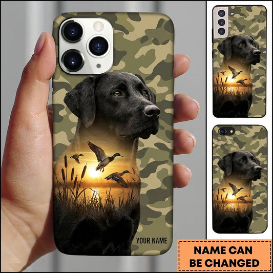 Maxcorners Camo Retriever Sunset Silhouette Duck Hunting Multiple Dog Breeds Personalized Name Phone Case