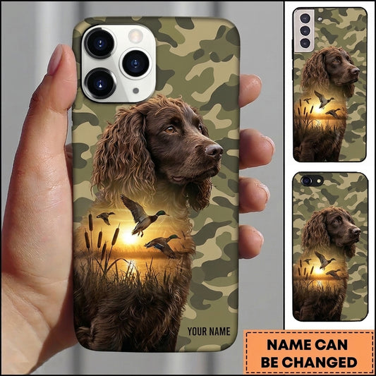 Maxcorners Camo Retriever Sunset Silhouette Duck Hunting Multiple Dog Breeds Personalized Name Phone Case