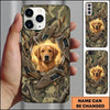 Maxcorners Golden Flying Mallard Emblem Duck Hunting Multiple Dog Breeds Personalized Name Phone Case