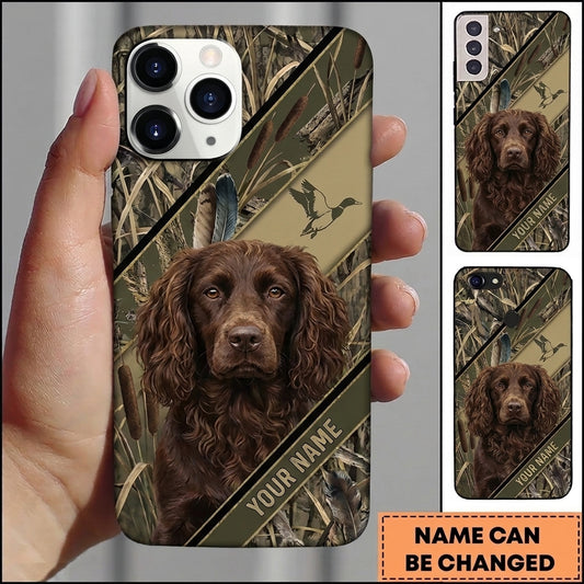 Maxcorners Diagonal Camo Retriever Portrait Duck Hunting Multiple Dog Breeds Personalized Name Phone Case