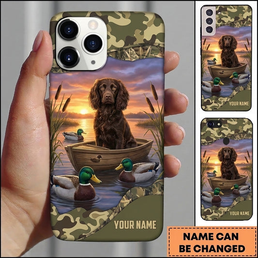 Maxcorners Sunset Duck Hunting Boat Scene Duck Hunting Multiple Dog Breeds Personalized Name Phone Case
