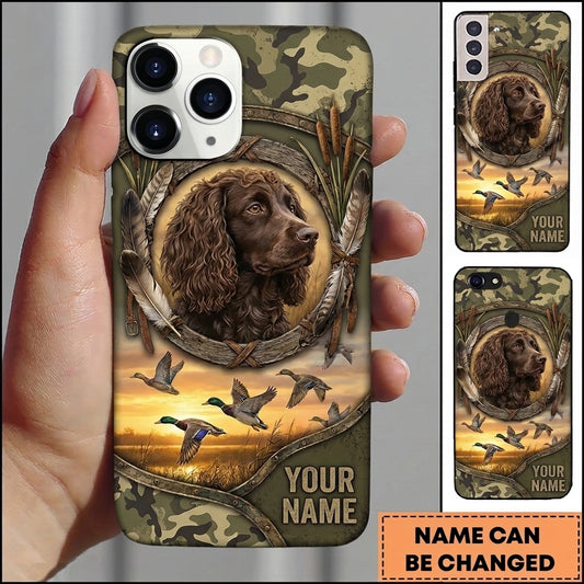 Maxcorners Sunset Waterfowl Retriever Frame Duck Hunting Multiple Dog Breeds Personalized Name Phone Case